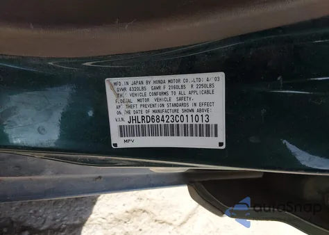 2003 Honda Cr-V Lx z USA, uszkodzony, nr VIN JHLRD68423C011013